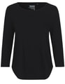 Dames T-Shirt Neutral Three Quarter Sleeve Zwart